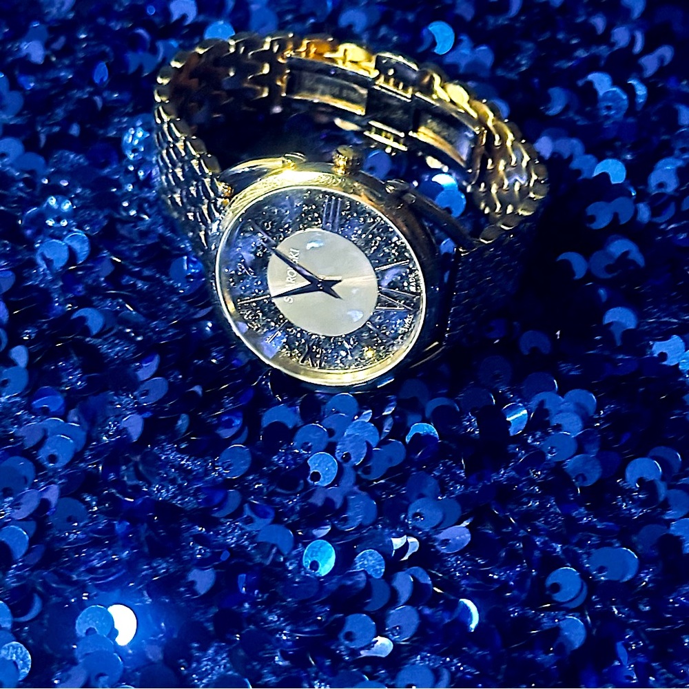 Swarovski Gold Crystalline Watch with Dark Face